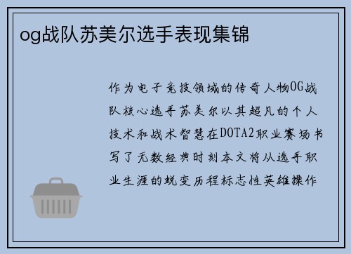og战队苏美尔选手表现集锦