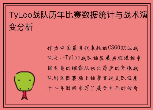 TyLoo战队历年比赛数据统计与战术演变分析